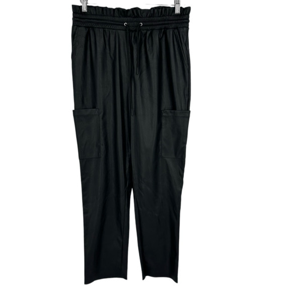 n:Philanthropy Faux Leather Morena Pants Black Paper Bag Elastic Waist Relaxed - Picture 2 of 10